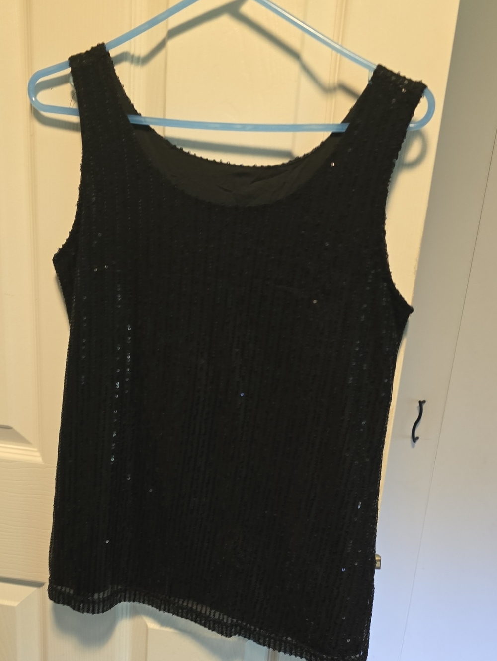 Black Sequin Tank Top - Women's Sleeveless Party Top